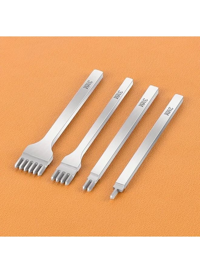 4PCS 6mm Spacing 4 Teeth Faux Leather Punch Set Diamond Cutting Tool For Belt Wristband DIY - Image 1